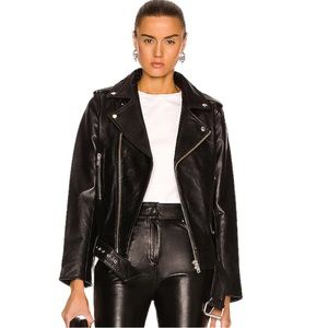 WILSONS LEATHER Performance Rider Snap Down Lapel Genuine Leather Moto Jacket